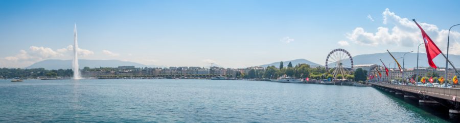 Panorama centre de Genève et jet d'eau